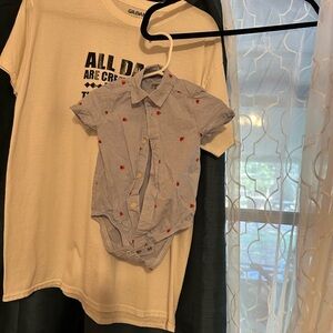 Blue Baby Onesie with Red Accents